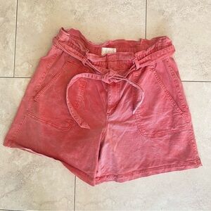 LOFT High Waisted pink Tie Shorts